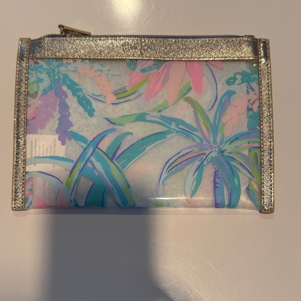 Lilly Pulitzer Pastel Floral Pouch with Gold Accent